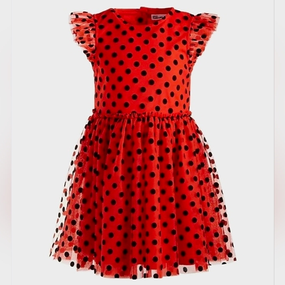 Girl's Epic Threads Polka Dot Tulle Dress w Ruffle Sleeves 5 - Picture 1 of 10